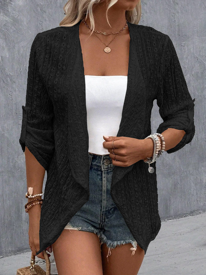 Women’s Cardigan – Crochet Knit – Open Front – Relaxed Fit – Lightweight Boho Style