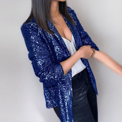 Women’s Blazer – Sequin Embellished – Tailored Fit – Open Front – Full Sleeve
