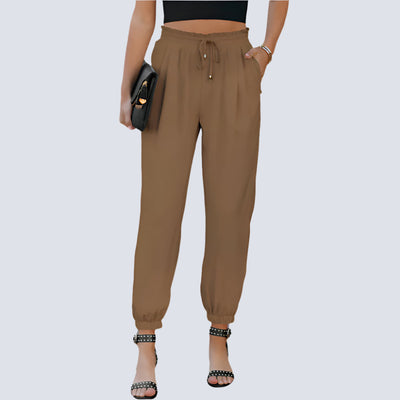Women's Jogger Trousers - High Waist - Elasticated Cuffs - Adjustable Drawstring