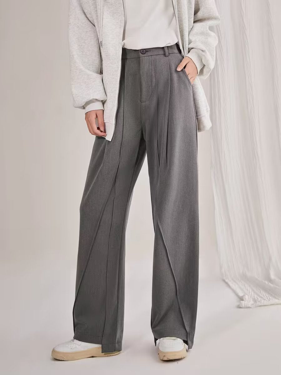 Women's Tailored Trousers – High Waist – Straight Leg – Soft Drape – Full Length