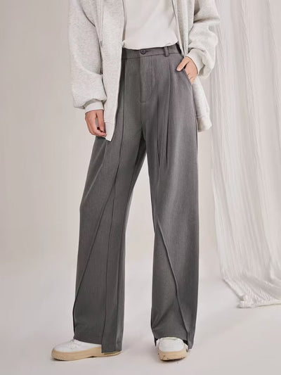 Women's Tailored Trousers – High Waist – Straight Leg – Soft Drape – Full Length
