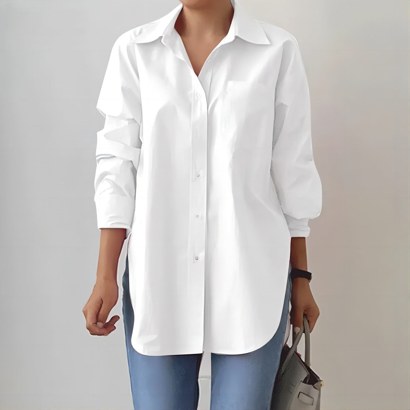 Women’s Oversized Shirt – Button-Up – Long Sleeve – Relaxed Fit