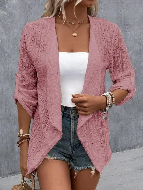Women’s Cardigan – Crochet Knit – Open Front – Relaxed Fit – Lightweight Boho Style