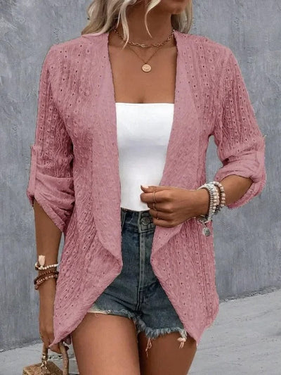 Women’s Cardigan – Crochet Knit – Open Front – Relaxed Fit – Lightweight Boho Style