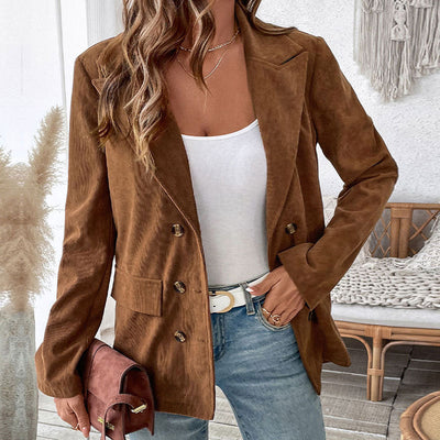 Women’s Blazer – Corduroy – Tailored Fit – Double-Breasted – Notch Lapel