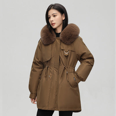 Women’s Parka Jacket – Oversized Fit – Faux Fur Hood – Mid Length – Weather Resistant