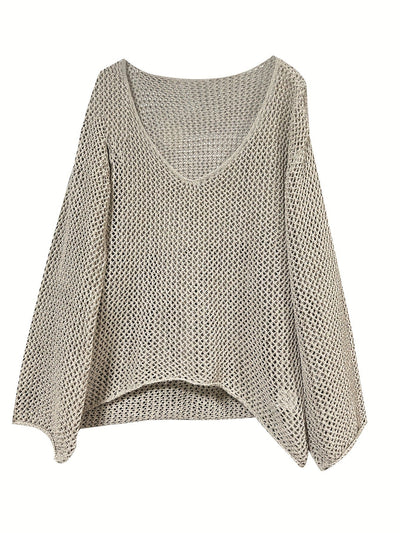 Delilah | Hollow Long Sleeve Loose Knit Sweater