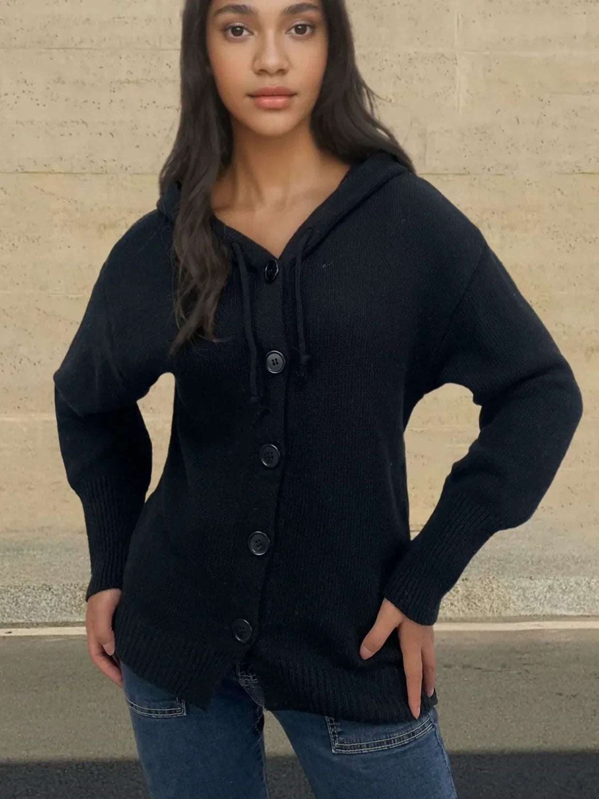 Esmae | Hooded Sweater – Ribbed Trim