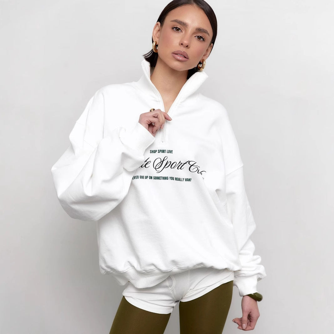 Georgia | Sweatshirt – Half Zip & Letter Print