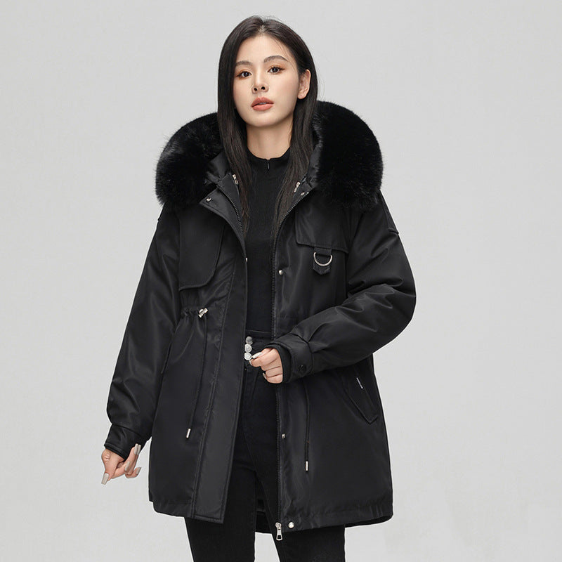 Women’s Parka Jacket – Oversized Fit – Faux Fur Hood – Mid Length – Weather Resistant