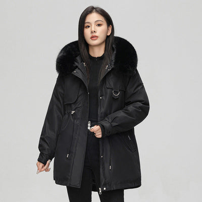 Women’s Parka Jacket – Oversized Fit – Faux Fur Hood – Mid Length – Weather Resistant
