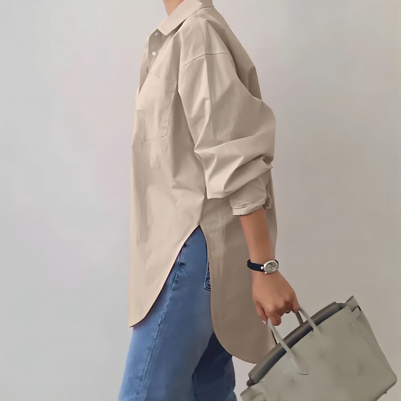 Women’s Oversized Shirt – Button-Up – Long Sleeve – Relaxed Fit