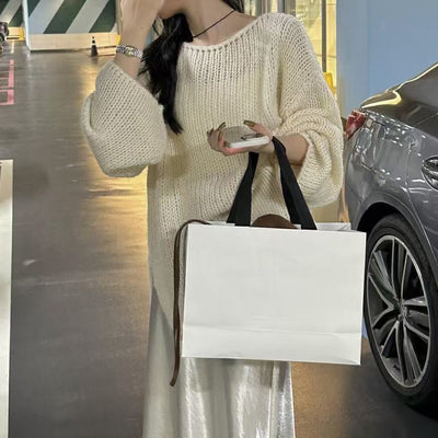 Women’s Oversized Sweater – Chunky Knit – Off-Shoulder – Long Sleeve Casual Fit