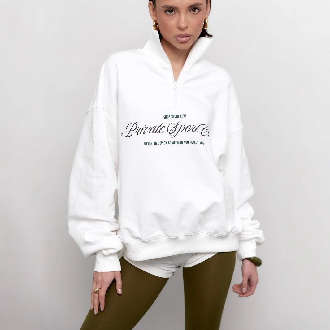 Georgia | Sweatshirt – Half Zip & Letter Print