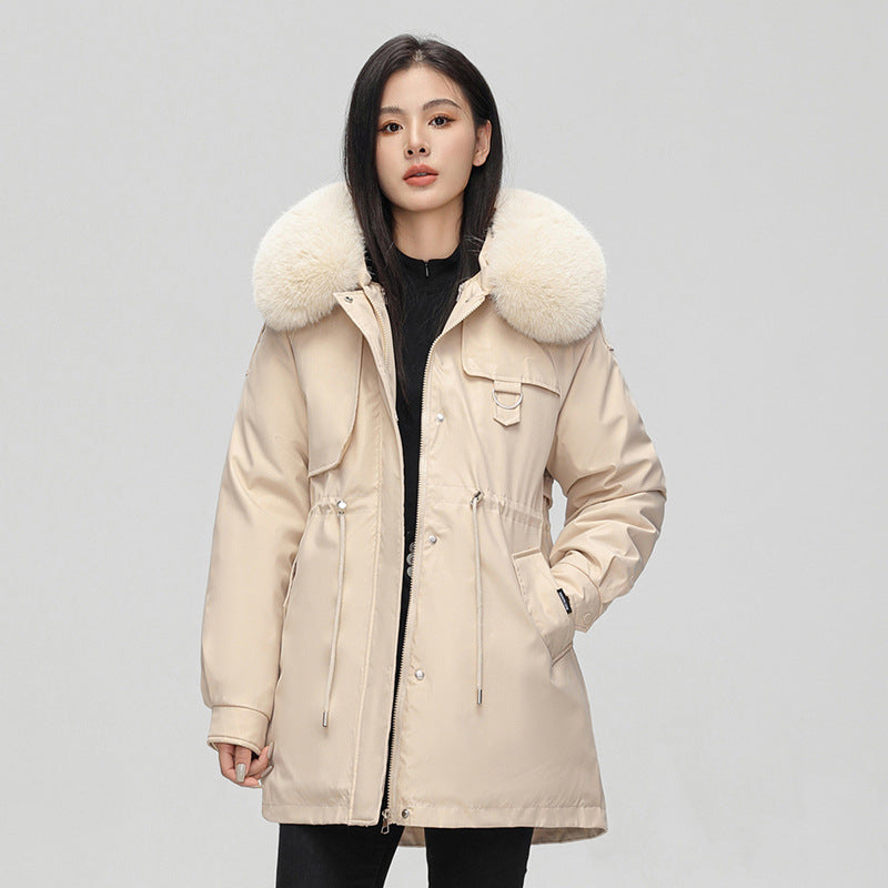 Women’s Parka Jacket – Oversized Fit – Faux Fur Hood – Mid Length – Weather Resistant