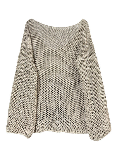 Delilah | Hollow Long Sleeve Loose Knit Sweater