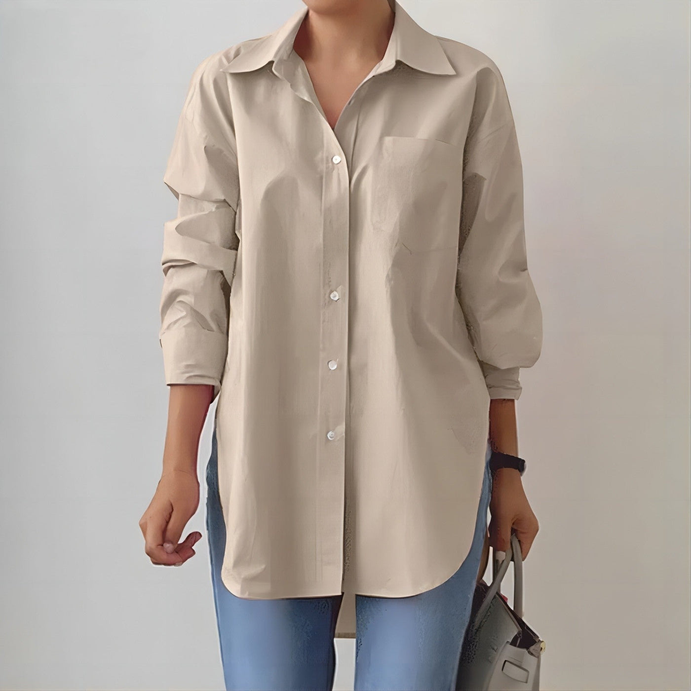 Women’s Oversized Shirt – Button-Up – Long Sleeve – Relaxed Fit