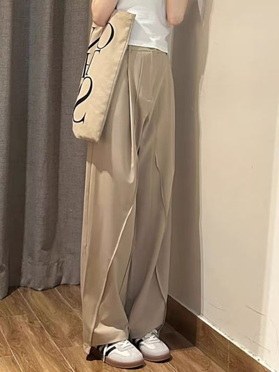 Women's Tailored Trousers – High Waist – Straight Leg – Soft Drape – Full Length