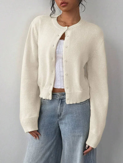 Women’s Cardigan Sweater – Soft Knit – Cropped Fit – Button Front – Ribbed Trim