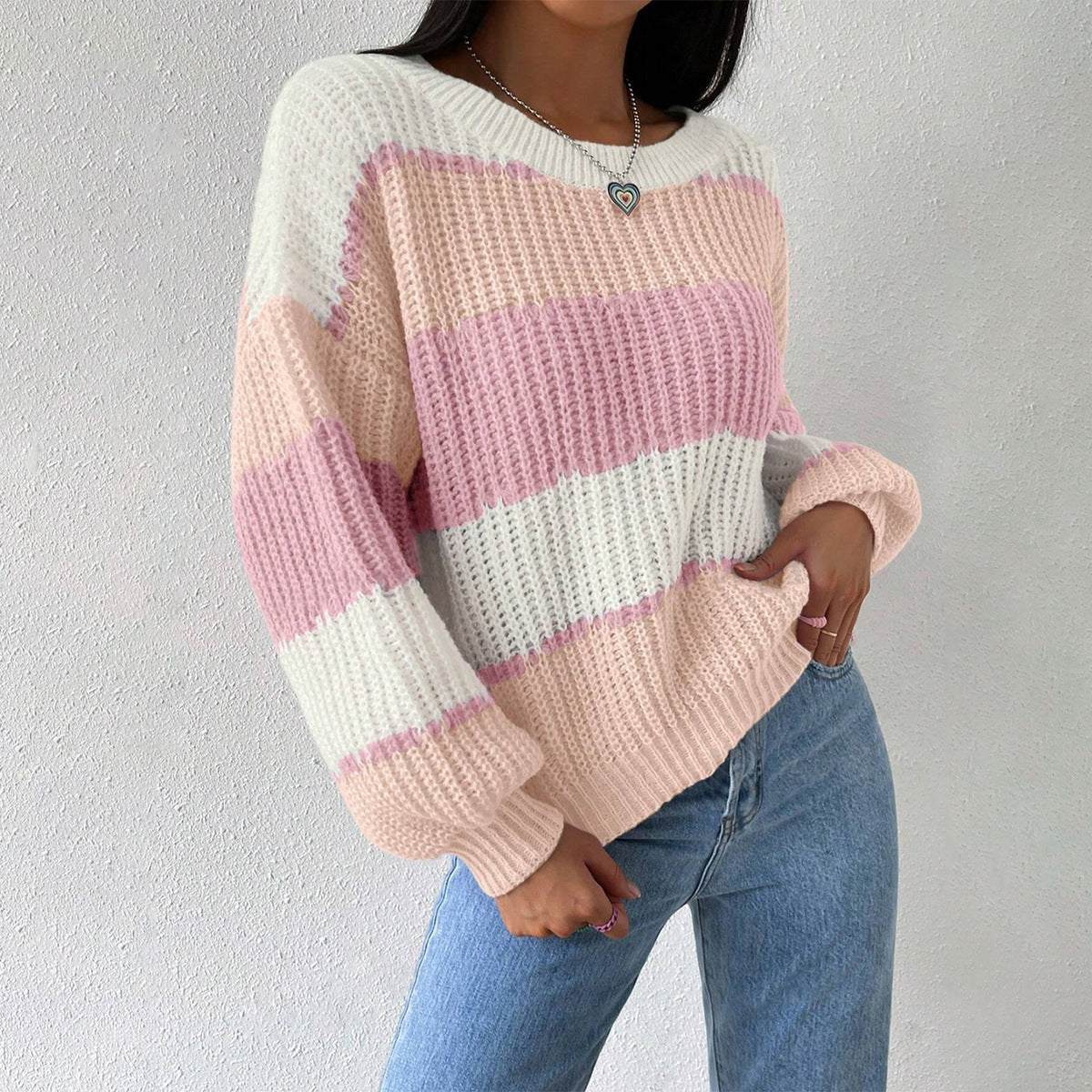 Women’s Pullover Sweater – Chunky Knit – Oversized Fit – Long Sleeve Casual Crew Neck