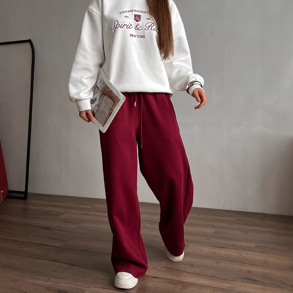 Women’s Pullover Sweatshirt – Oversized Fit – Cotton Blend – Embroidered Logo – Crew Neck