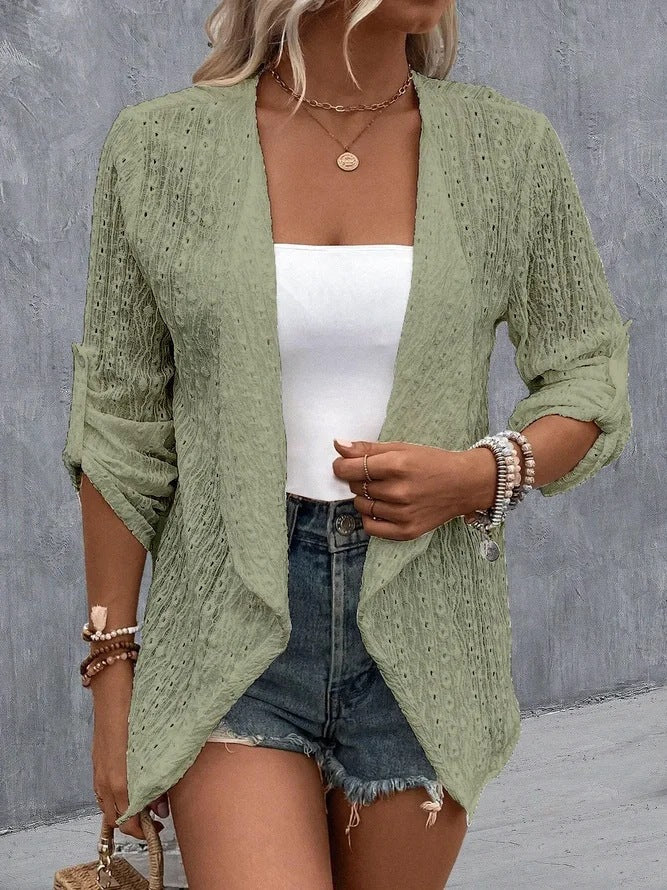 Women’s Cardigan – Crochet Knit – Open Front – Relaxed Fit – Lightweight Boho Style