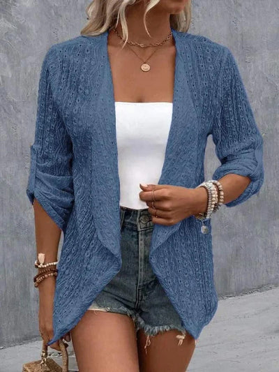 Women’s Cardigan – Crochet Knit – Open Front – Relaxed Fit – Lightweight Boho Style