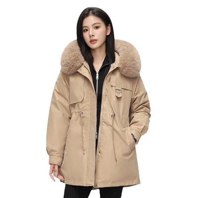 Women’s Parka Jacket – Oversized Fit – Faux Fur Hood – Mid Length – Weather Resistant