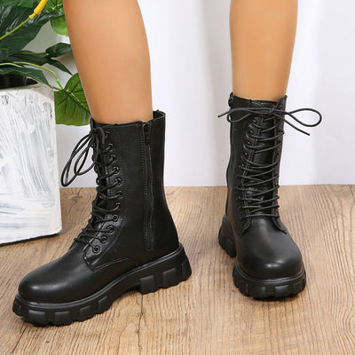 Willow | Mid-Calf Boots – Lace-Up with Side Zip