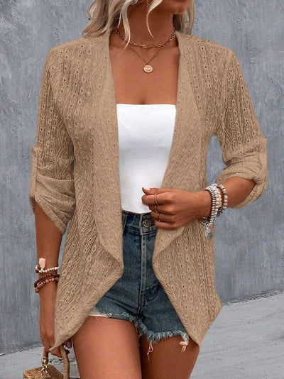 Women’s Cardigan – Crochet Knit – Open Front – Relaxed Fit – Lightweight Boho Style