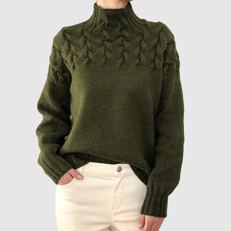 Bella | Cable Knit Turtleneck Sweater With Long Sleeves