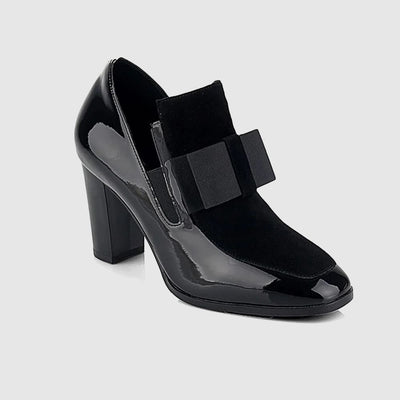 Amira | Paneled Bow Block Heels