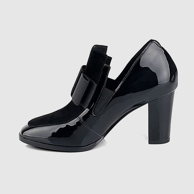 Amira | Paneled Bow Block Heels