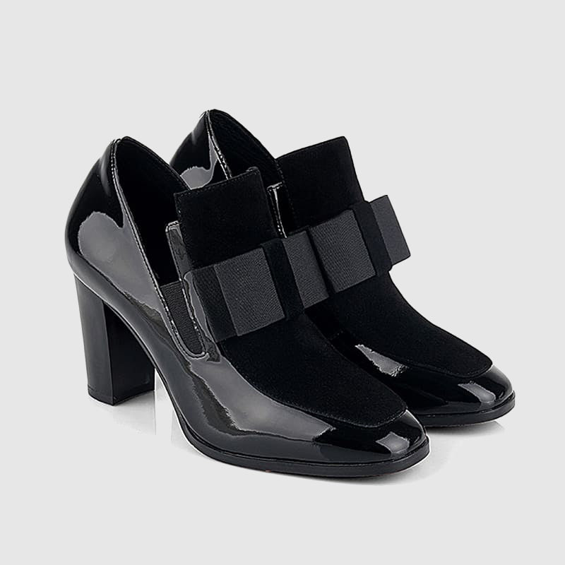 Amira | Paneled Bow Block Heels