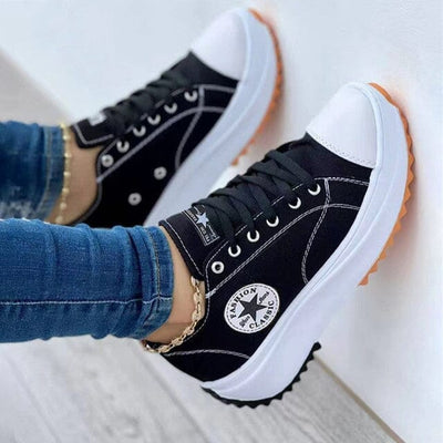 Women's Canvas Lace-Up Sneakers - Non-Slip, Breathable Casual Shoes for Everyday Wear