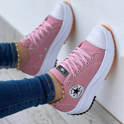 Women's Canvas Lace-Up Sneakers - Non-Slip, Breathable Casual Shoes for Everyday Wear