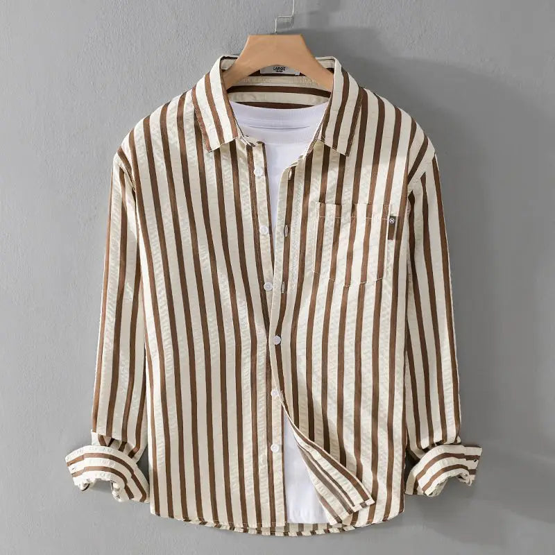 Women’s Blouse – Relaxed Fit – Vertical Stripes – Button-Down