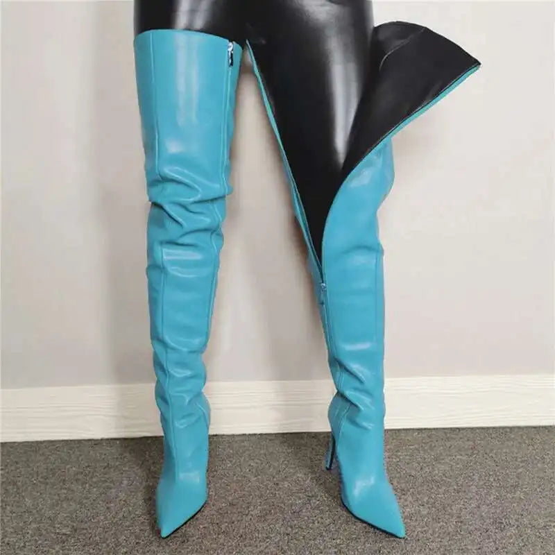 Amelia | Women’s Over-the-Knee Boots – Glossy Faux Leather