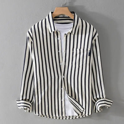 Women’s Blouse – Relaxed Fit – Vertical Stripes – Button-Down