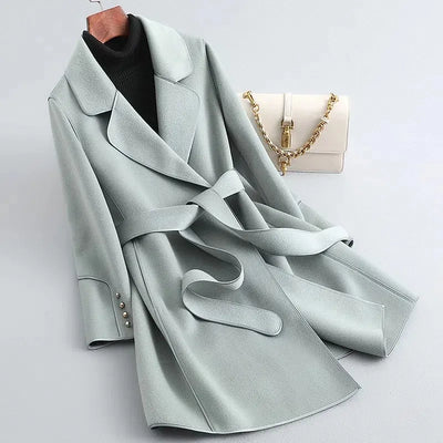 Women’s Trench Coat – Tailored Fit – Belted Waist – Luxury Fabric – Mid Length