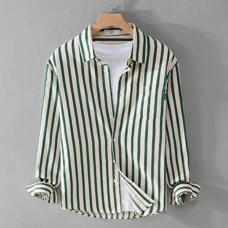 Women’s Blouse – Relaxed Fit – Vertical Stripes – Button-Down