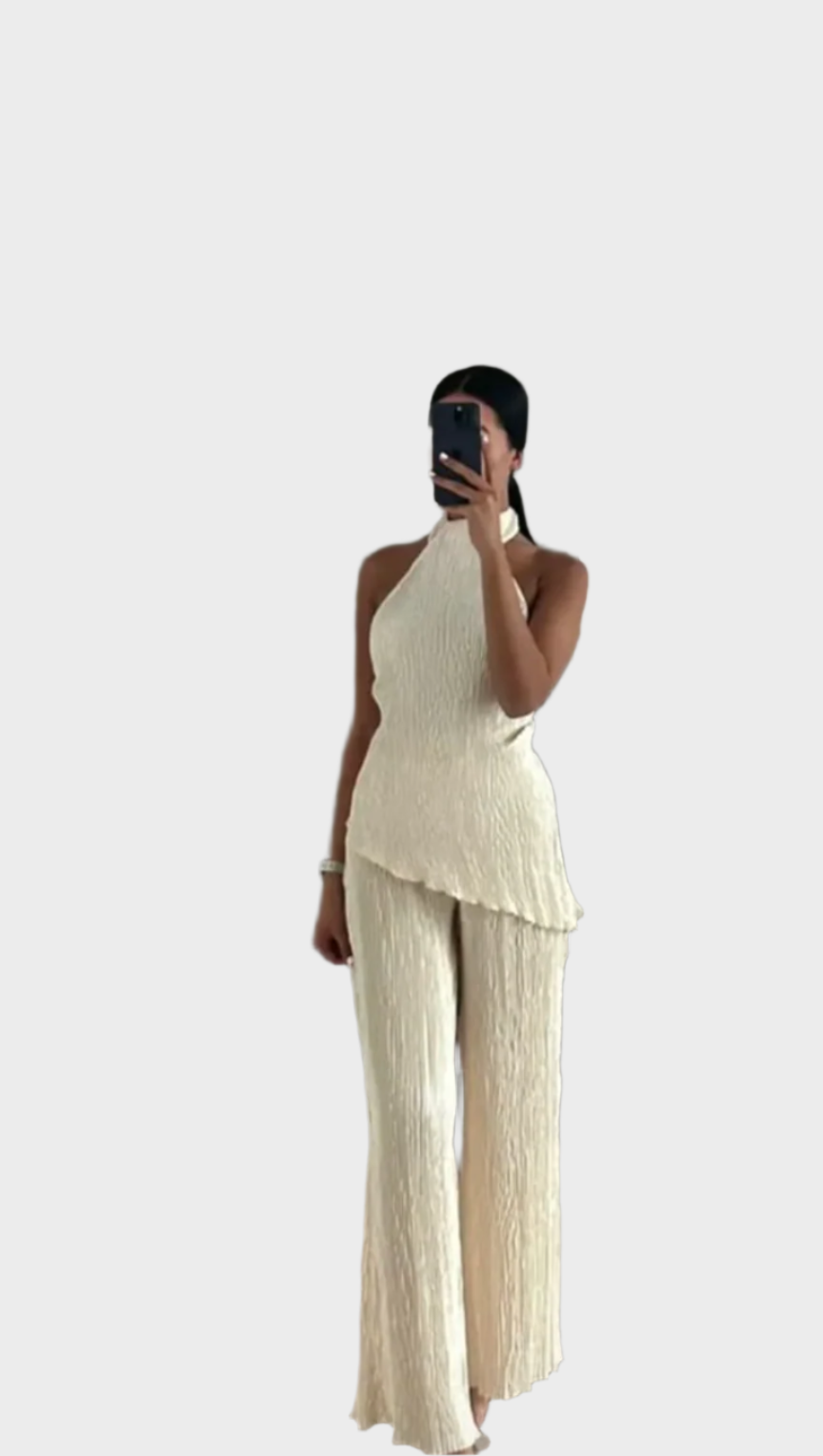 Isla Rose | Elegant Pleated Set Silhouette Grandeur