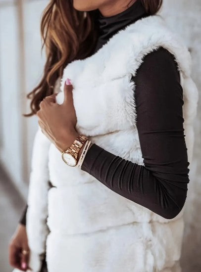 Peyton | Faux Fur Vest - Long Sleeveless