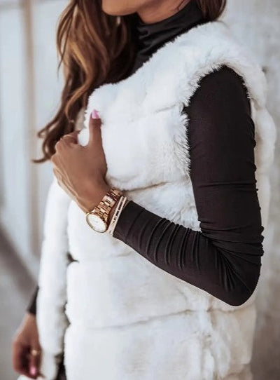 Peyton | Faux Fur Vest - Long Sleeveless