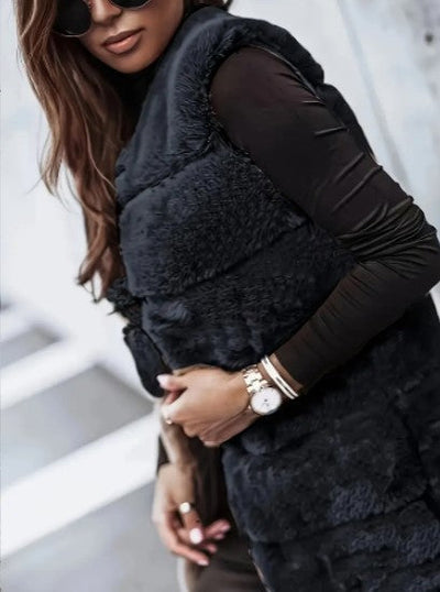 Peyton | Faux Fur Vest - Long Sleeveless