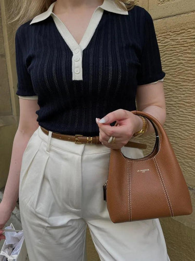 Esme | Knitted Polo Shirt - Fitted Buttoned Placket