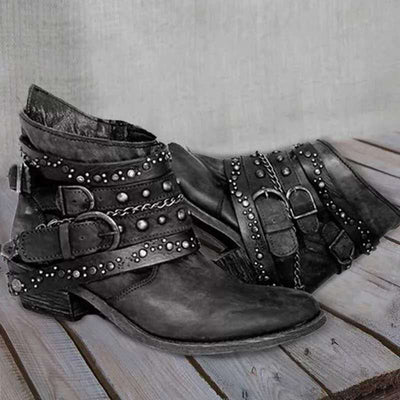 Charlotte | Ankle Boots – Buckle and Chain Detail