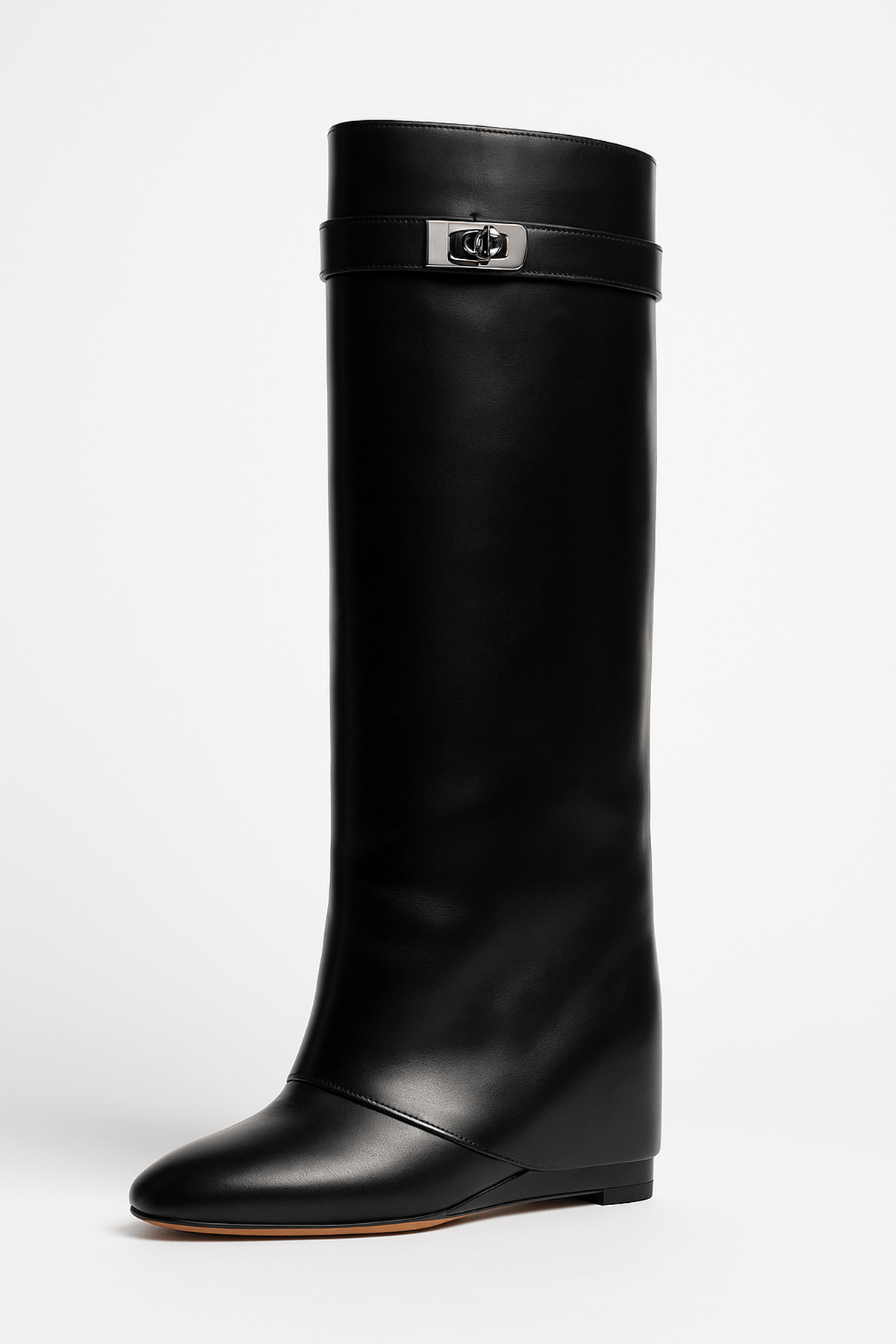Muriel | Shark Lock Knee-High Leather Boots