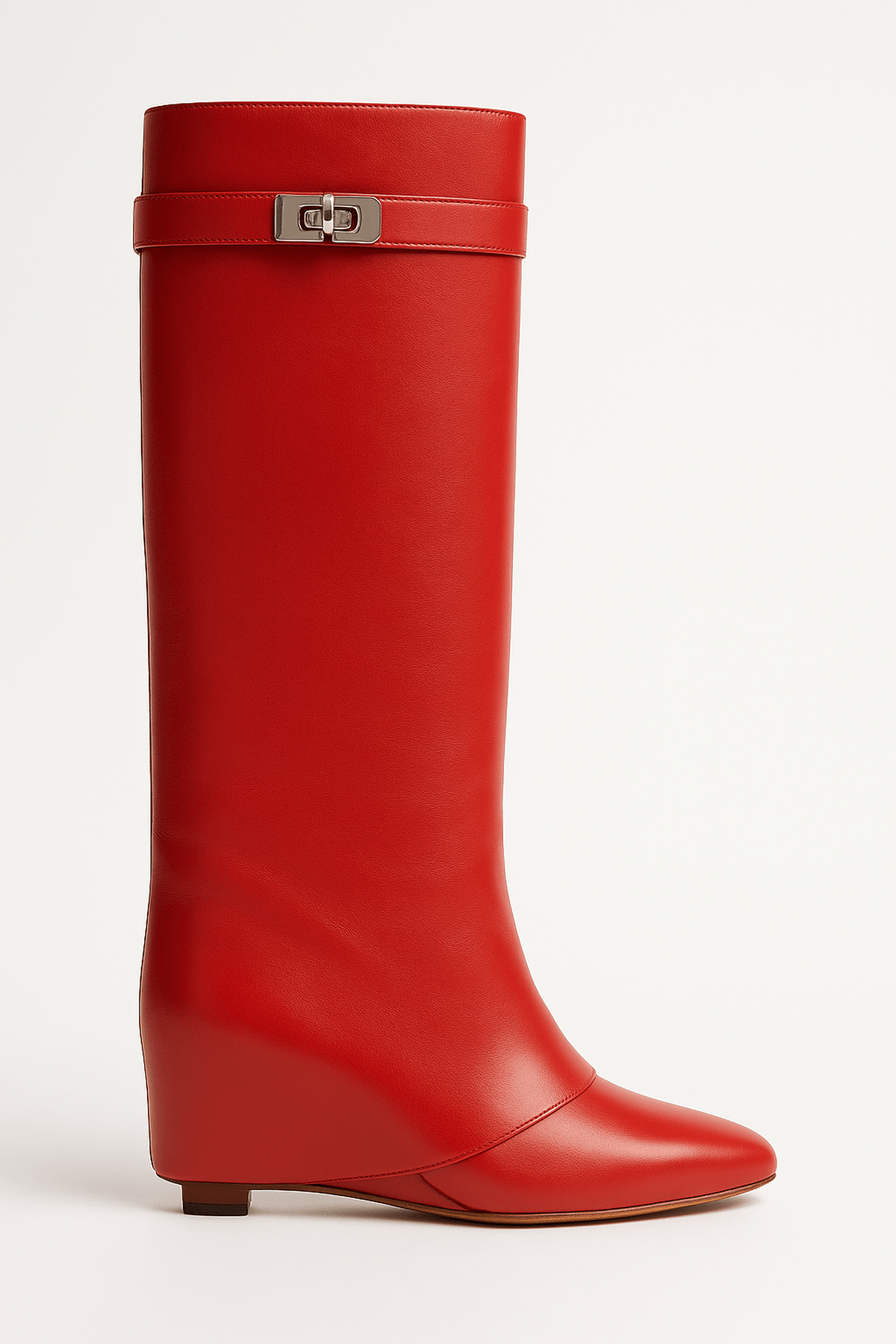 Muriel | Shark Lock Knee-High Leather Boots