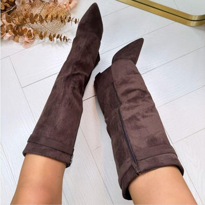 Vera | Stylish Buckle Boots in Suede and Faux Leather